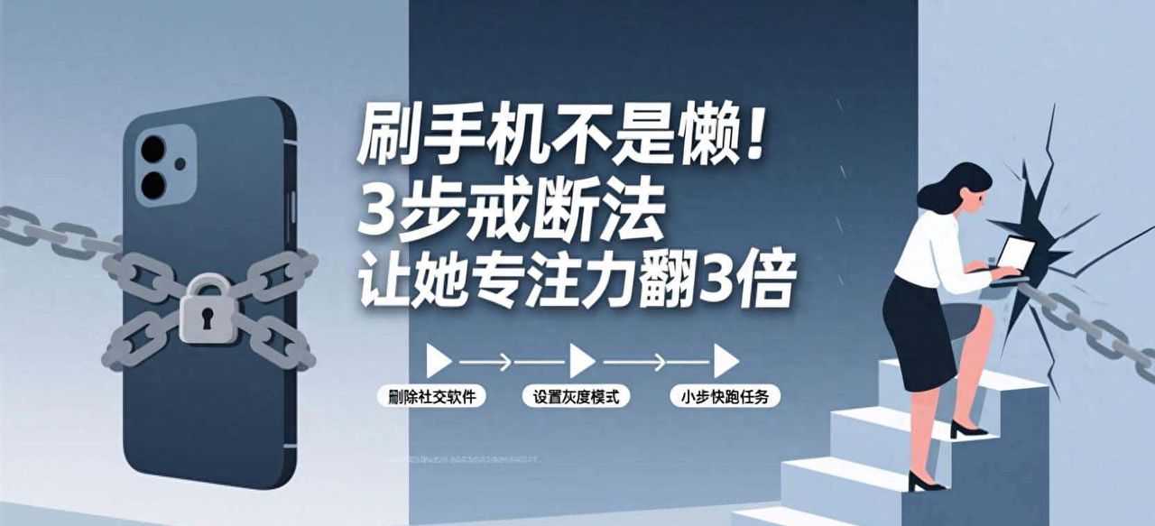 刷手机不是懒！3步戒断法让她专注力翻3倍