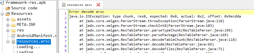 解决JADX反编译无法查看 resource.arsc 配置内容
