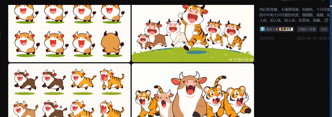 【教学类-36-14】20250915（通义万相）万相2.1专业“萌系卡通《牛虎乐园》（小2班成长故事）