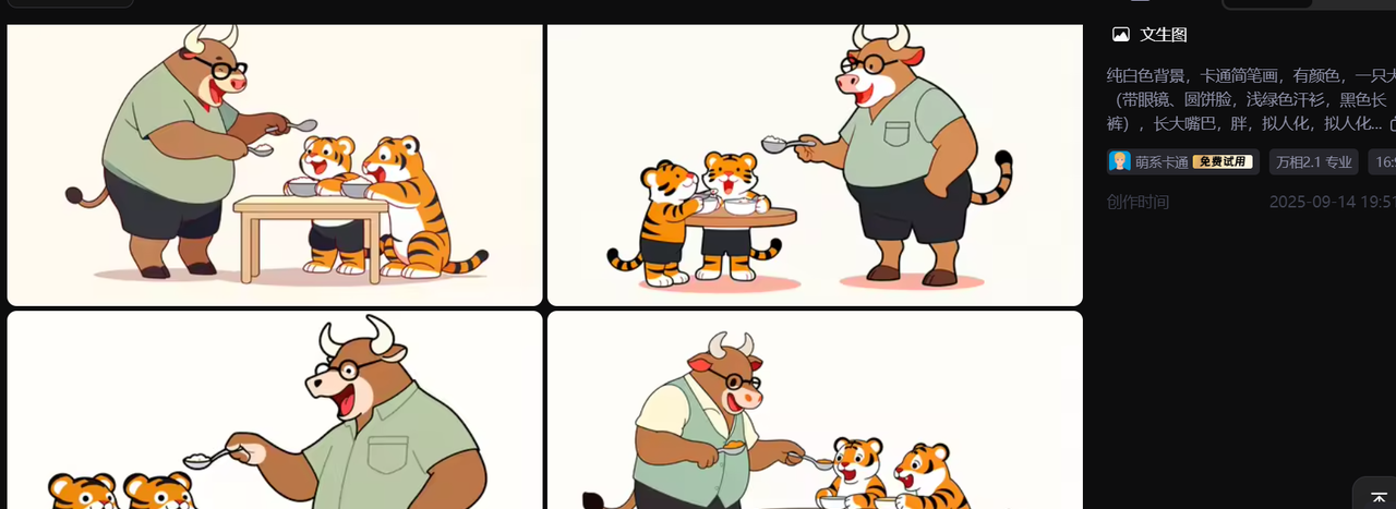 【教学类-36-14】20250915（通义万相）万相2.1专业“萌系卡通《牛虎乐园》（小2班成长故事）