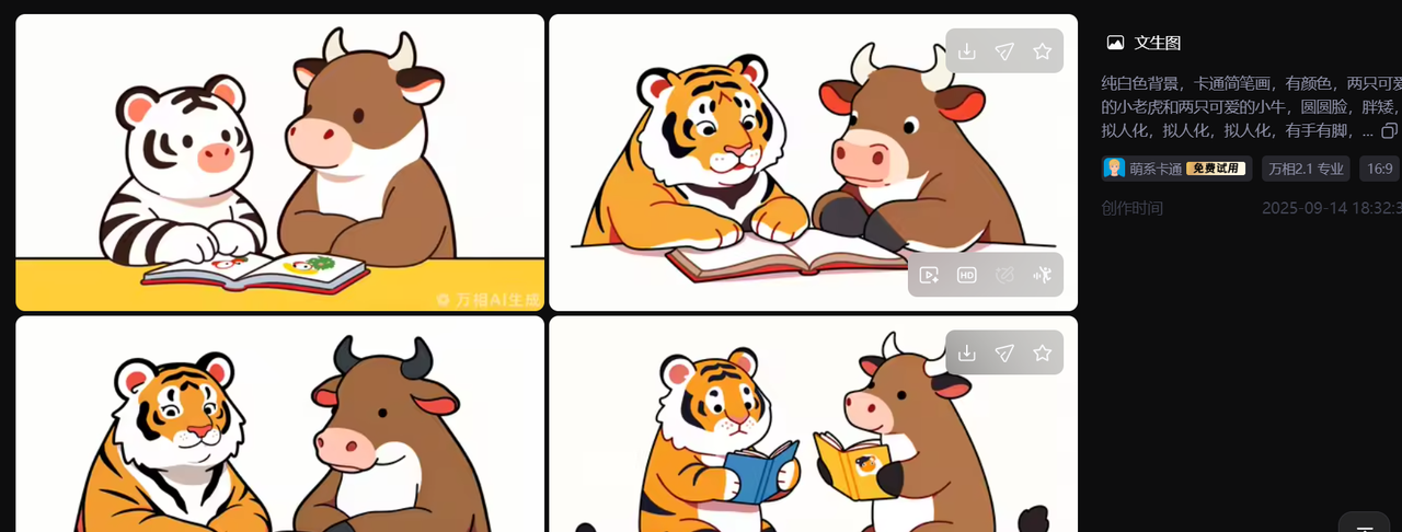 【教学类-36-14】20250915（通义万相）万相2.1专业“萌系卡通《牛虎乐园》（小2班成长故事）