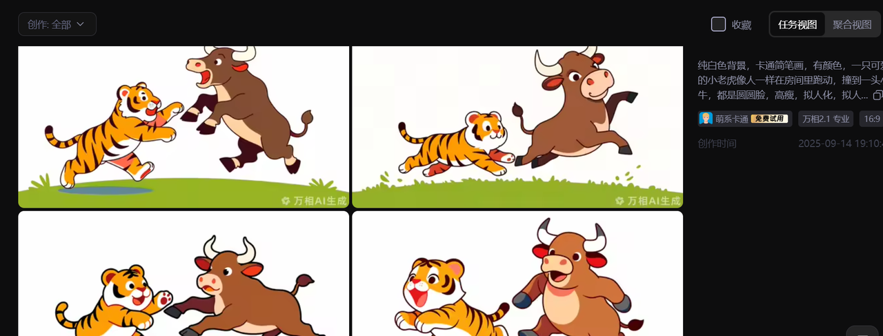 【教学类-36-14】20250915（通义万相）万相2.1专业“萌系卡通《牛虎乐园》（小2班成长故事）