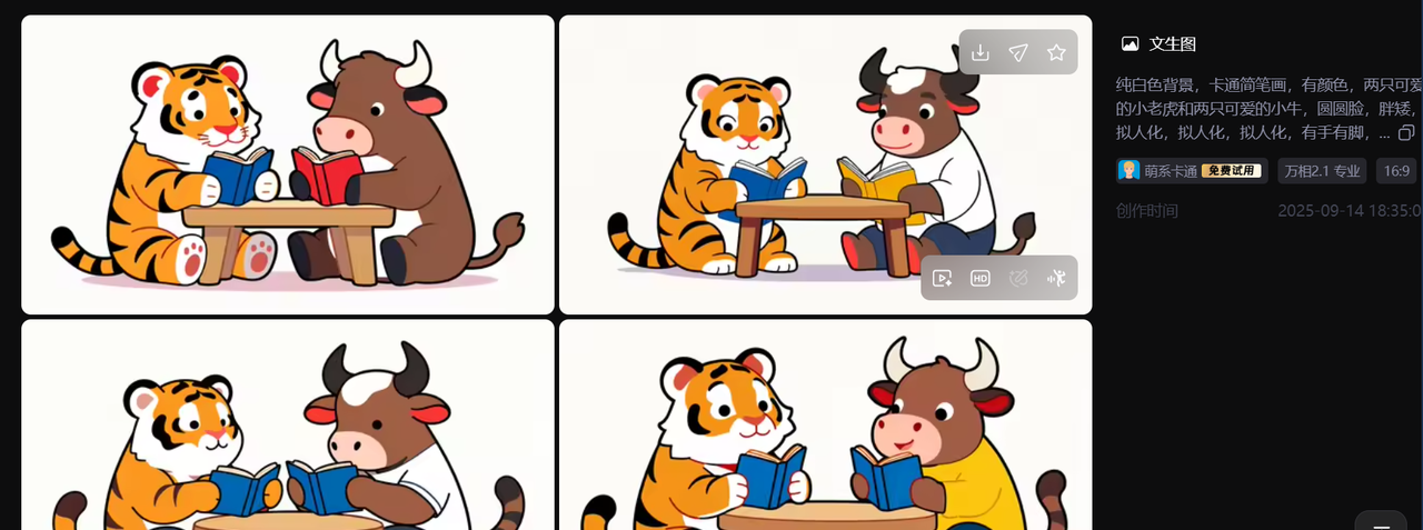 【教学类-36-14】20250915（通义万相）万相2.1专业“萌系卡通《牛虎乐园》（小2班成长故事）
