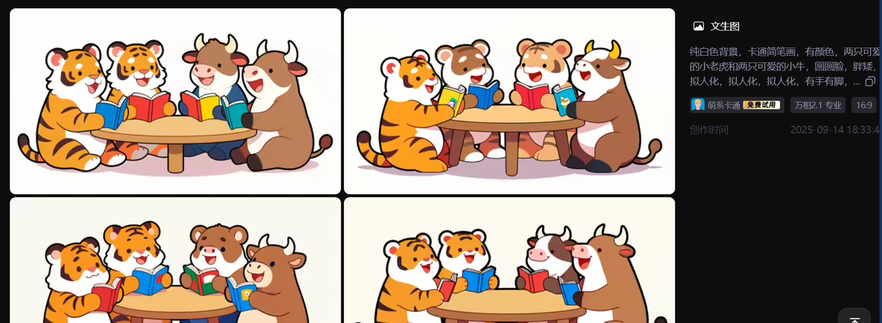 【教学类-36-14】20250915（通义万相）万相2.1专业“萌系卡通《牛虎乐园》（小2班成长故事）