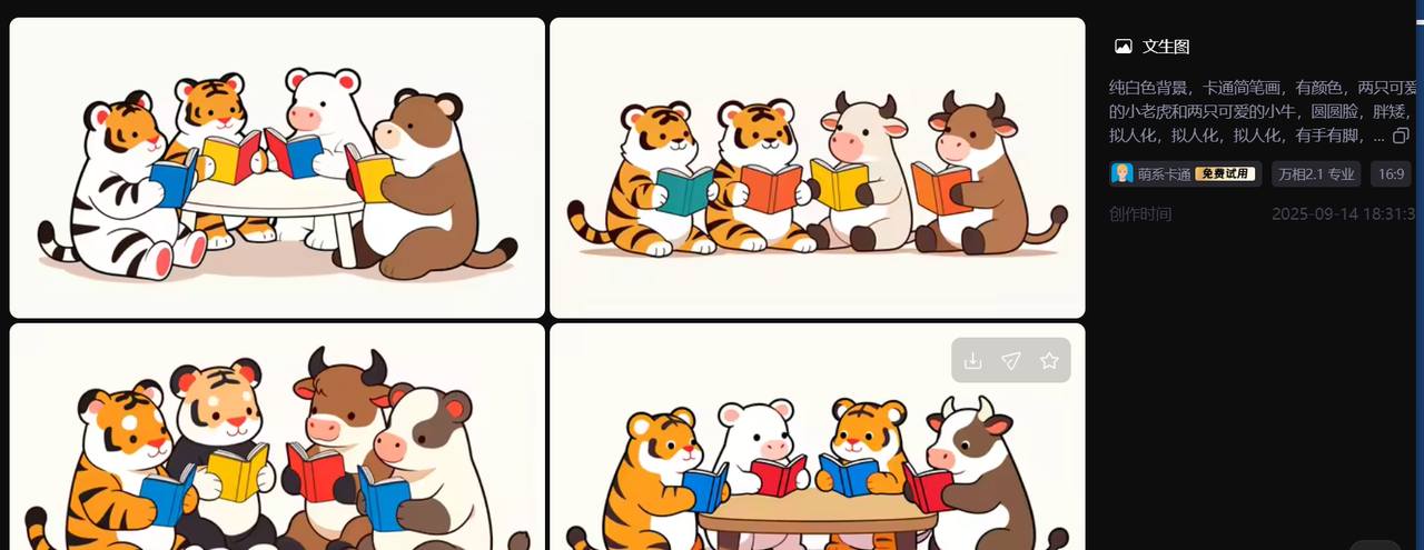 【教学类-36-14】20250915（通义万相）万相2.1专业“萌系卡通《牛虎乐园》（小2班成长故事）