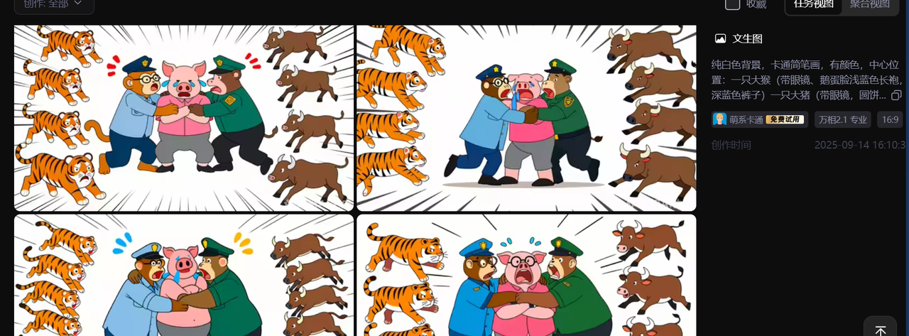 【教学类-36-14】20250915（通义万相）万相2.1专业“萌系卡通《牛虎乐园》（小2班成长故事）