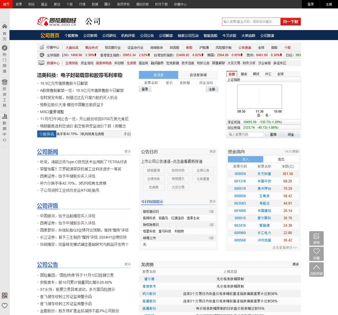 上市公司_上市公司公告_上市公司信息披露-股票频道-同花顺财经