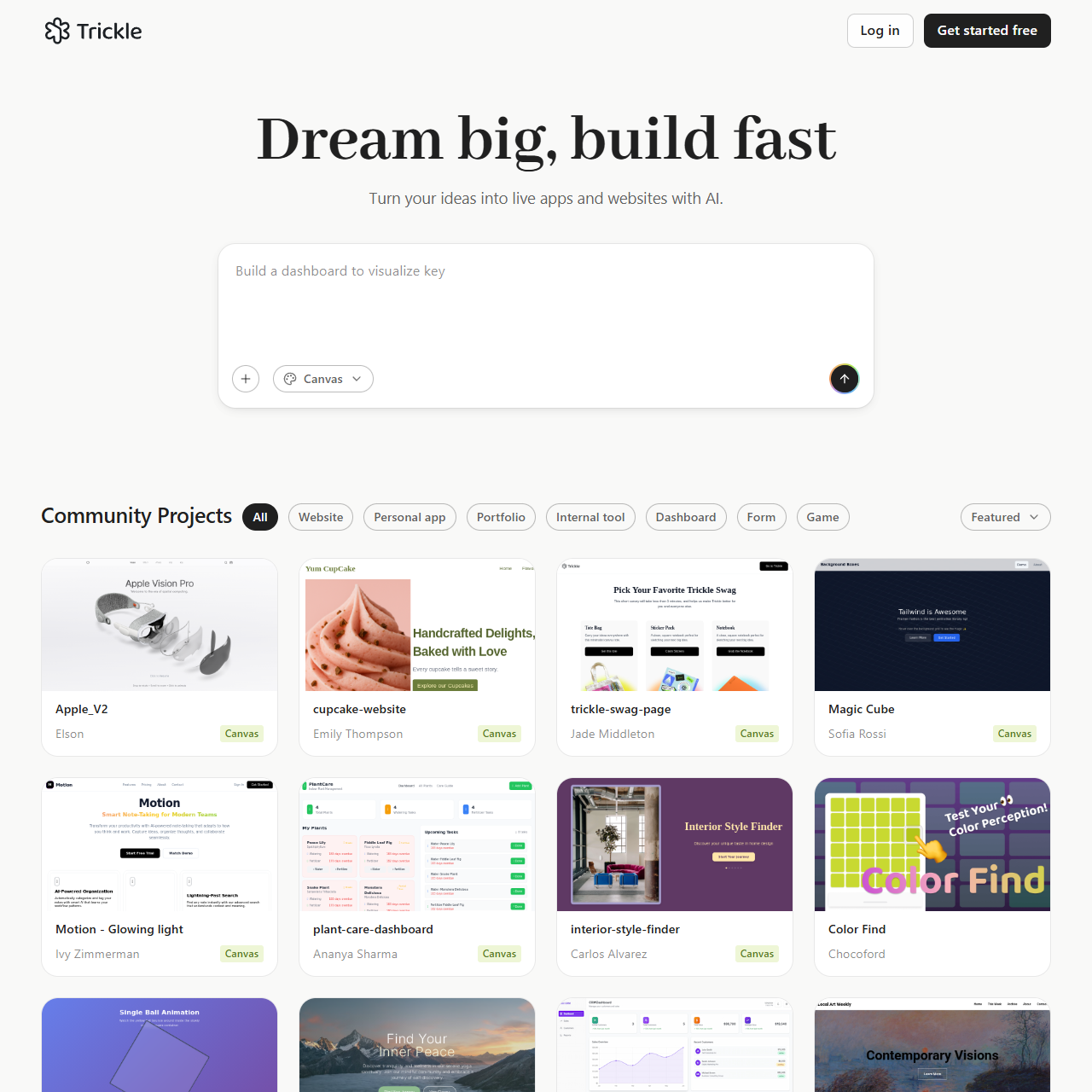 Trickle AI - Turn your ideas into live apps and websites with AI.