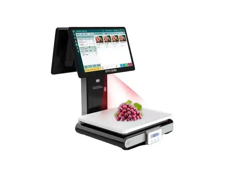 京东收银AI一体称重磅隆重上市啦！ 利用Al技术精准识别商品，实现智能识别称重、标签打印、收银，轻松三步，一气成，无需繁琐操作