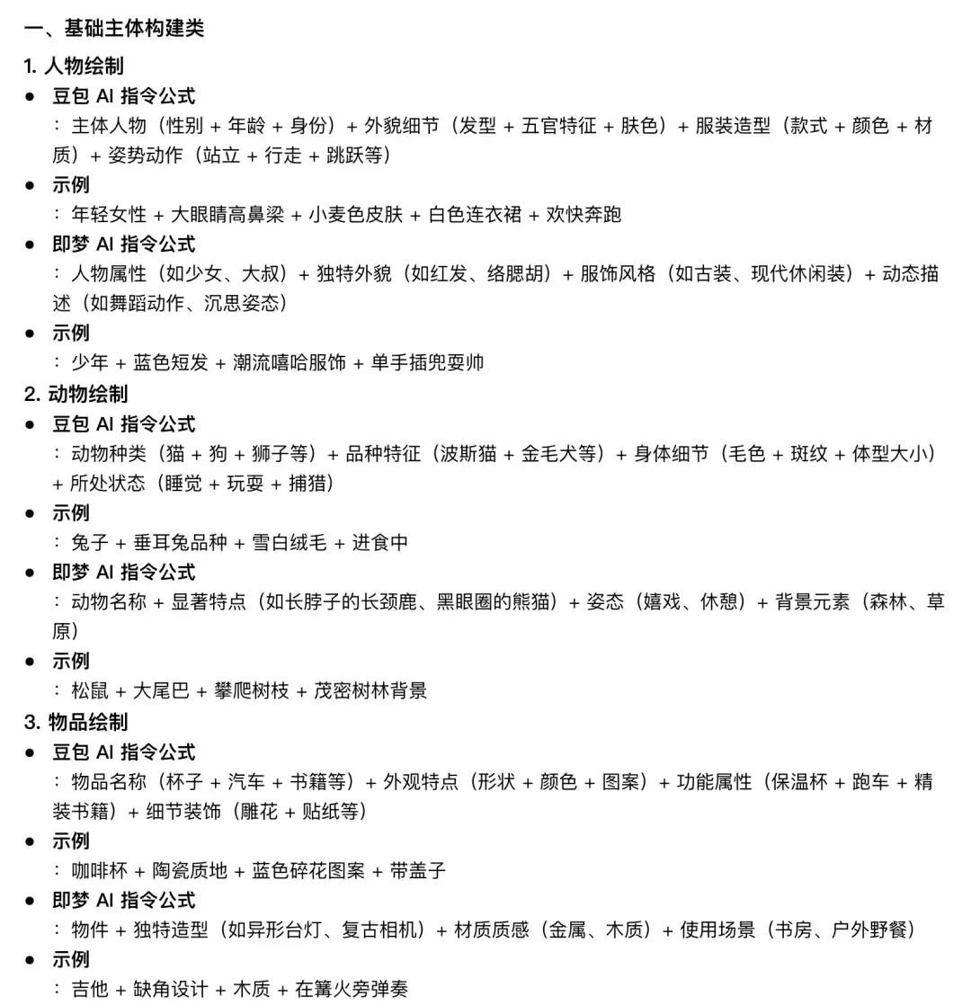 即梦和豆包 AI绘图 80种万能 提示词
