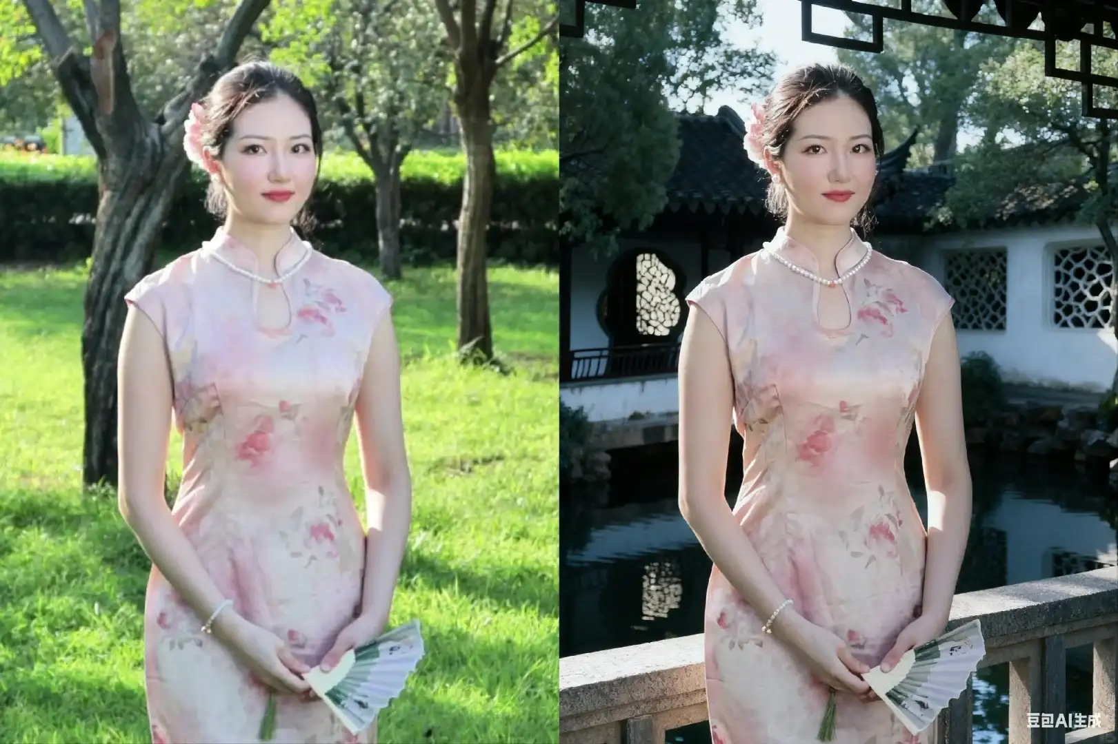 173旗袍︳豆包让我一键穿越到苏州园林
