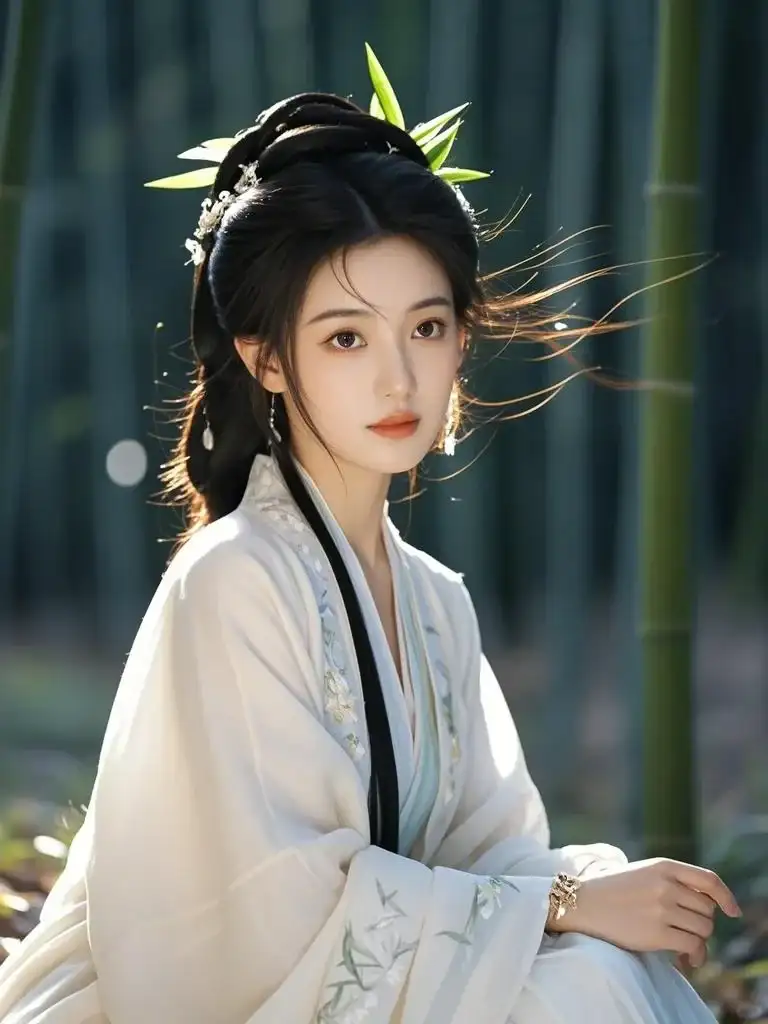 AI作图第112次（竹间隐世琴姬）