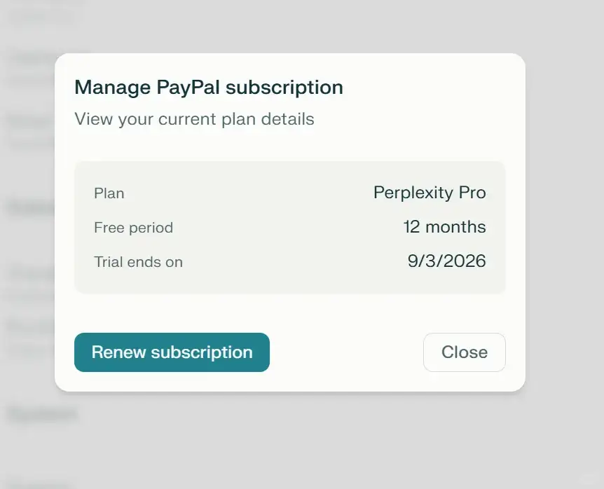 快！PayPal免费白嫖perplexity12个月会员