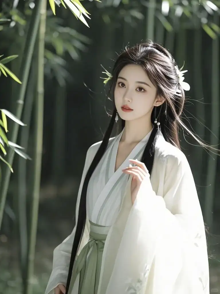 AI作图第112次（竹间隐世琴姬）
