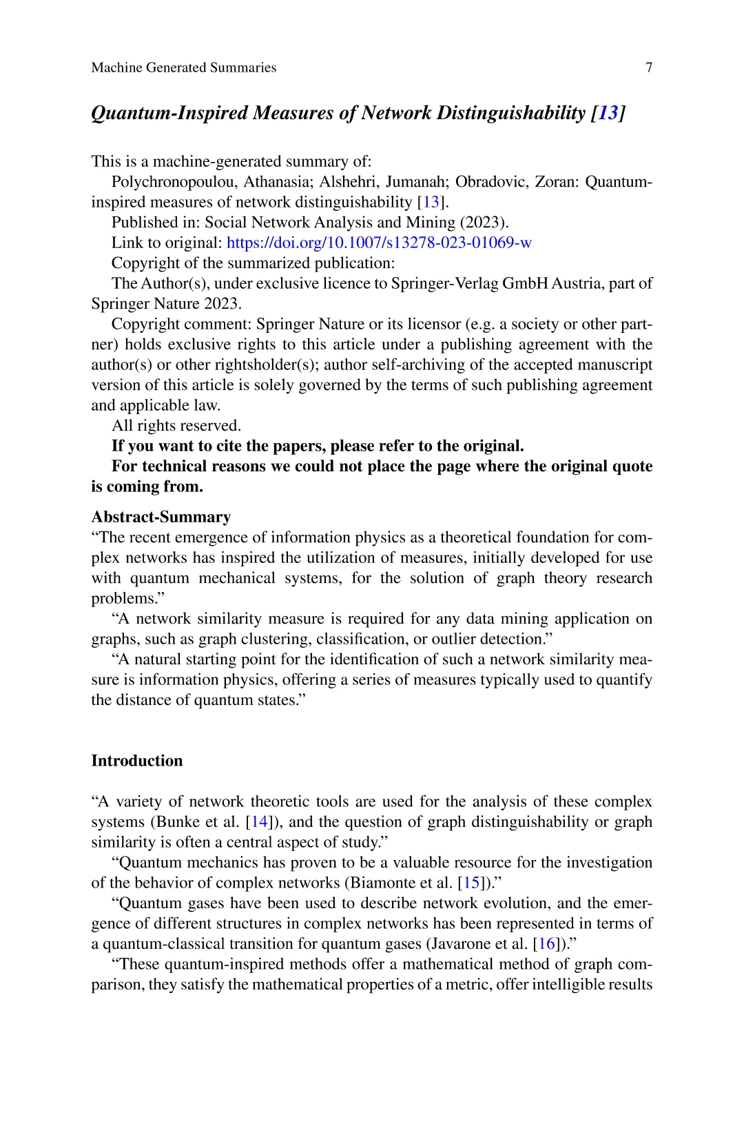 科学技术@量子人工智能：机器生成文献概述