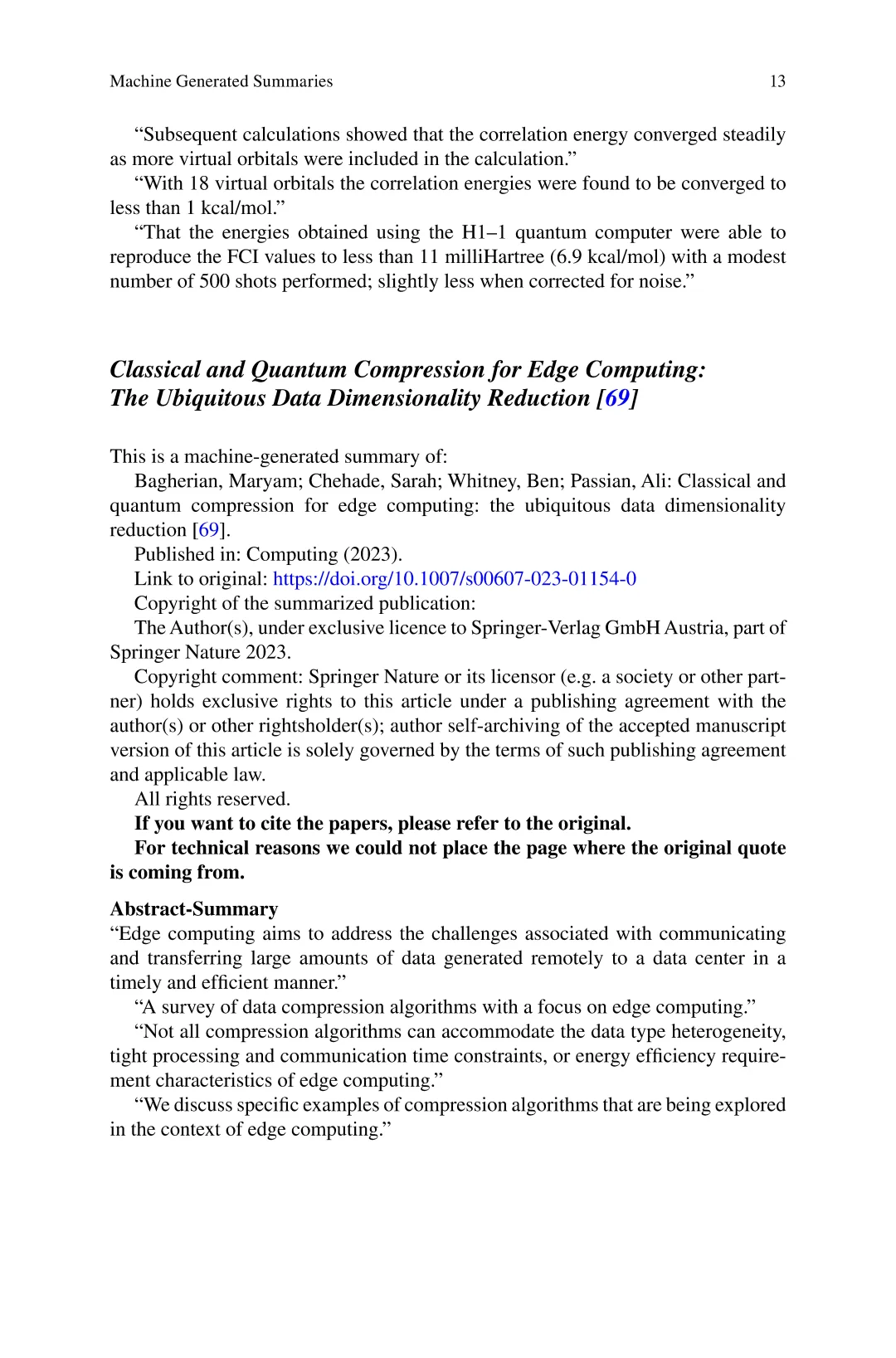 科学技术@量子人工智能：机器生成文献概述