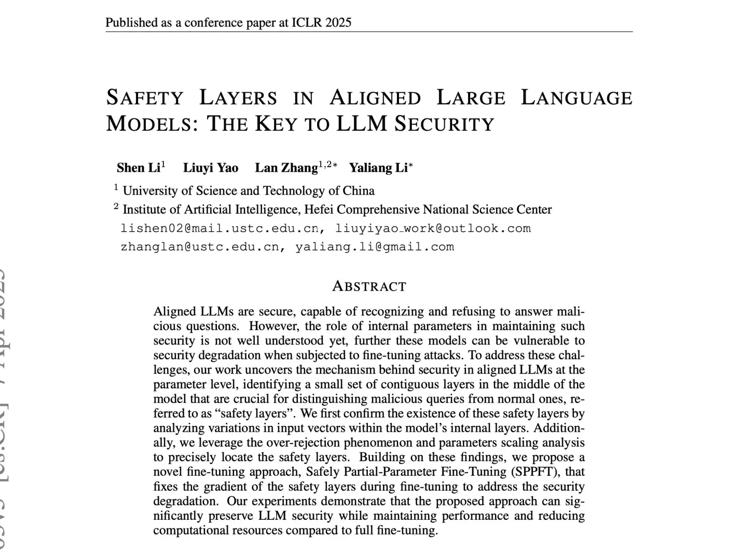 ICLR25｜大模型“安全层”及其防御之道